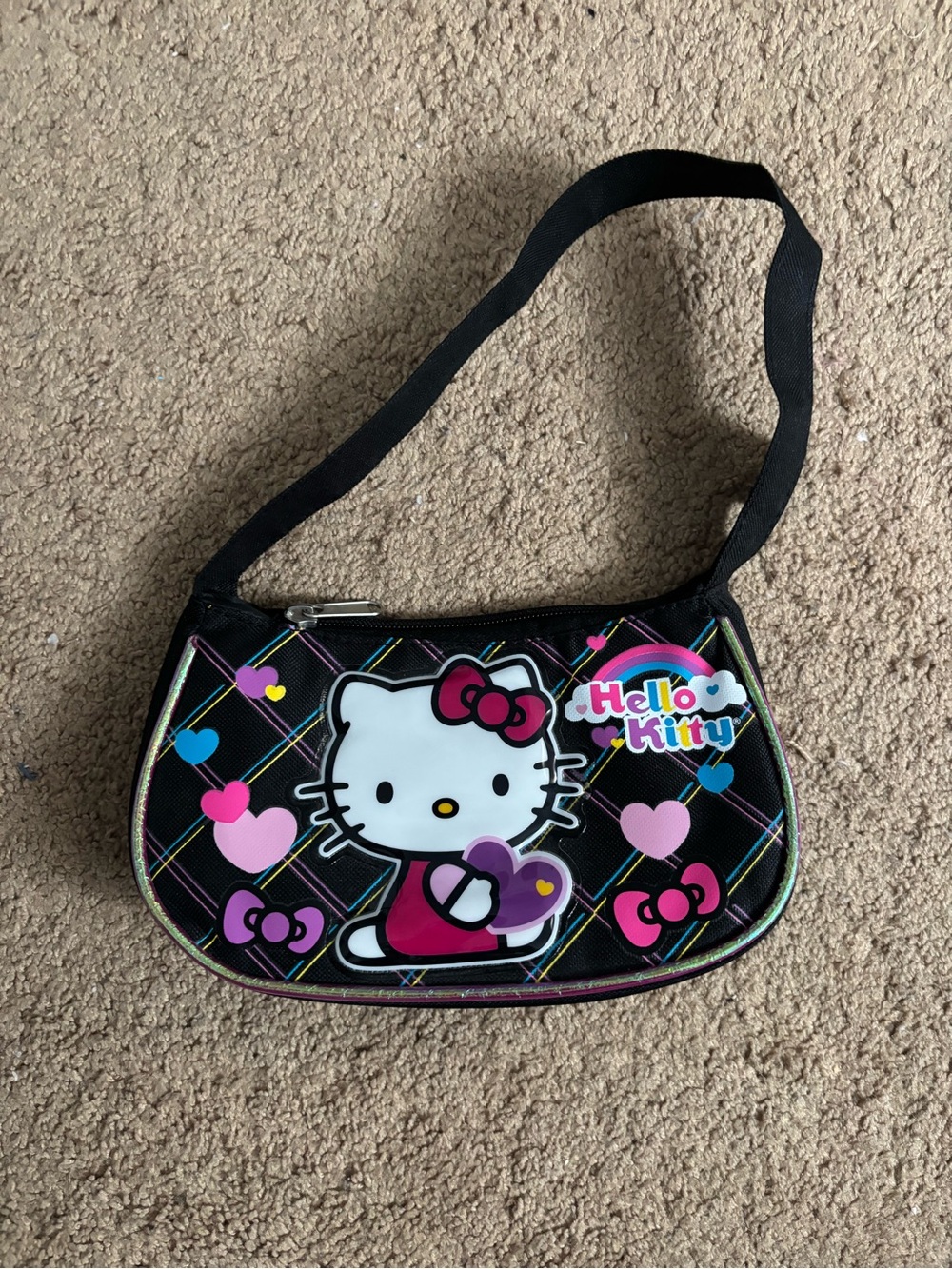 Hello Kitty Black Shoulder Bag with Pink and Purple Accents